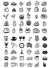 Fototapeta na wymiar Meal icon set included food, restaurant, breakfast, lunch, dinner, and more icons. Editable Vector Stroke. black and white