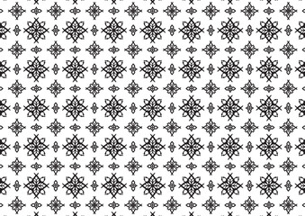Pattern Floral and Geometric Elements. Seamless Floral Ethnic Pattern. Arabic Indian Motifs Abstract Floral Ornament Thin Line. Vector Wallpaper Background Fabric Paper Black and White Graphic Design