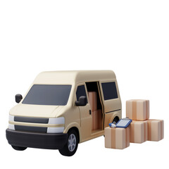 Delivery van with box cargo and online shopping concept © Kannapat
