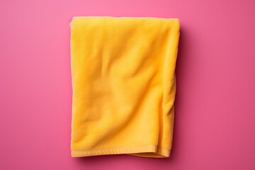 Yellow Beach Towel On An Isolated Pink Background, Generative AI
