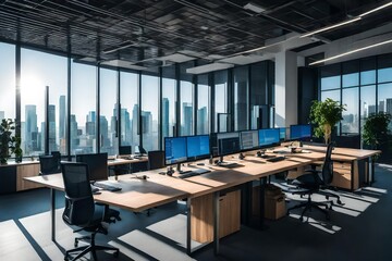 Workspace in modern office. AI-Generated