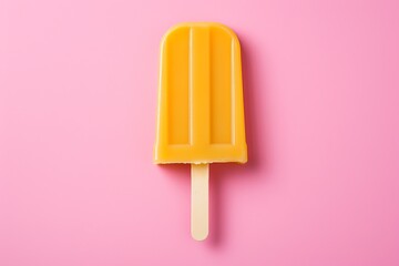 Yellow Popsicle On An Isolated Pink Background, Generative AI