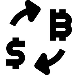 cryptocurrency exchange black solid icon