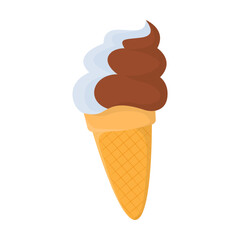 Ice cream wafer cone vector illustration. Cartoon drawing of ice cream isolated on white background. Food, desserts, summer, refreshment concept
