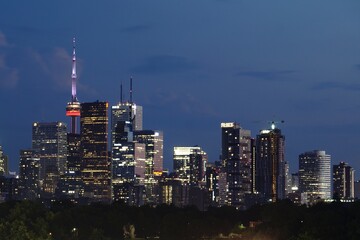 downtown city at night