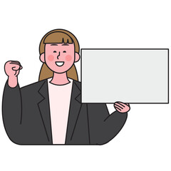 Woman holding blank sign