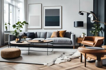 Living room modern theme idea. AI-Generated