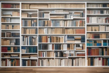 Books wall in the library. AI-Generated