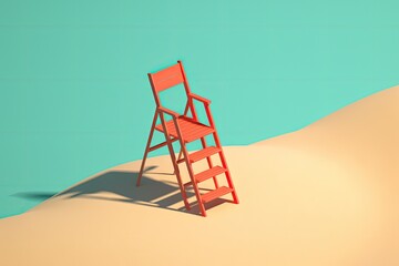 lifeguard chair on the beach - obrazy, fototapety, plakaty