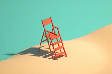Cercles muraux Corail vert lifeguard chair on the beach