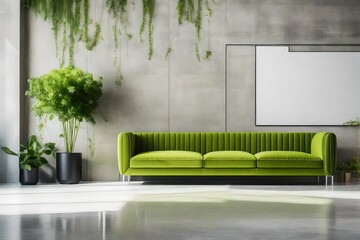 green theme living room. AI-Generated
