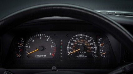 Car showing the speedometer