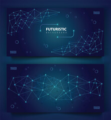 Abstract futuristic background dots connect for digital technology concept design isolated on dark blue background