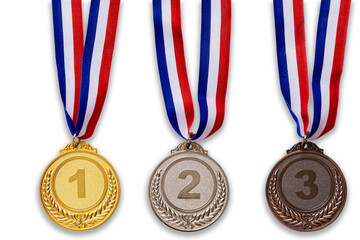 1位、2位、3位のメダル　透過png画像