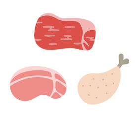 牛豚鶏の食肉シンプルなイラスト