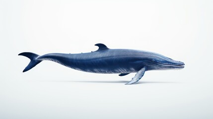 Blue whale isolated white background.
