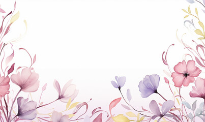 watercolor flowers, background, pastel colors, template for design
