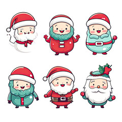 set of cute christmas Element decoration illustration template. icon, sticker. with transparent background.
