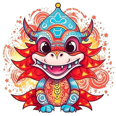 Fun sticker with a dragon in Chinese style.