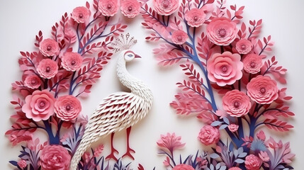 Nature background paper cut and craft style, romantic scenery , copy space, used for greeting card