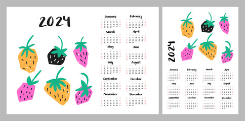 Calendar layout for 2024. Grunge graffiti FUCK and bear girl design u 2k for A4, A5 printing