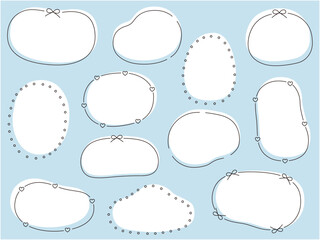 ゆるい楕円形フレームのベクターイラストセット