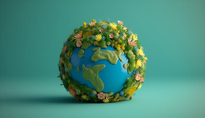 Fototapeta premium Globe Adorned with Beautiful Flowers