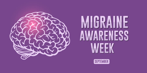 Migraine Awareness Week in September background purple color design poster vector illustration. - Powered by Adobe