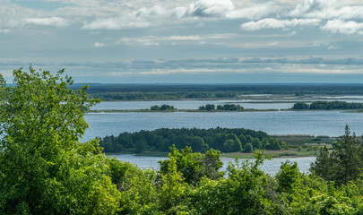 View of the Dnieper River from a high bank.