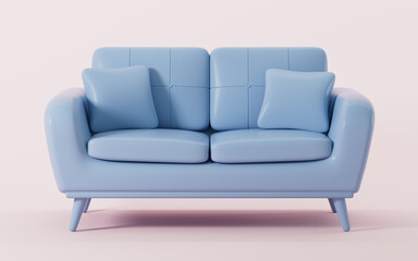 Blue sofa model, 3d rendering.
