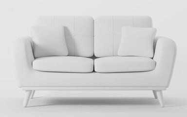 White sofa model, 3d rendering.