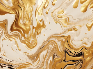 Abstract art liquid marble painting alcohol ink black and gold wave pattern background, for design and wallpaper