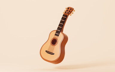 Fototapeta premium Cartoon guitar model, 3d rendering.