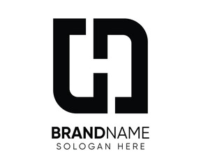 Initial Letter SH Logo Template Design Vector Illustration, Black and White Colors