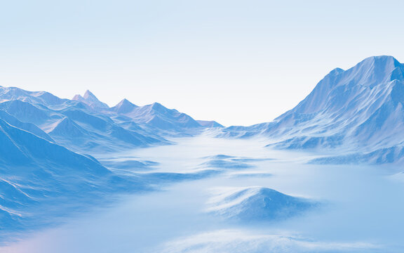 Abstract mountains background, 3d rendering.