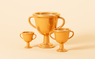 Gold trophy model, 3d rendering.