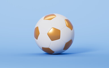 Fototapeta na wymiar Cartoon football in the blue background, 3d rendering.