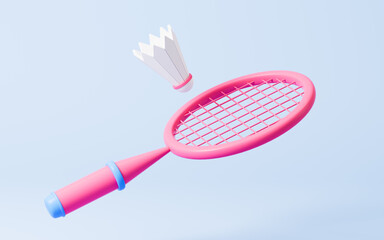 Cartoon badminton and racket, 3d rendering.