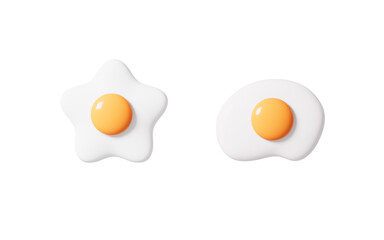 Cartoon fried egg model, 3d rendering.