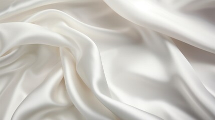 Obraz premium Close up of white silk fabric, textile texture, background, generative AI