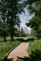 Wooden walkway in Yosemite Valley California