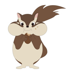 木の実を食べるリスのキャラクター、ベクター素材