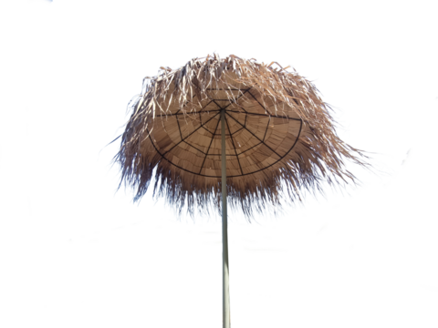 ubrella for sea and beach sun rpotection isolated cloth and straw