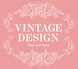 アンティークなお花の装飾フレーム。ベクター素材。