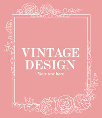 アンティークなお花の装飾フレーム。ベクター素材。