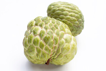 Custard apple fruit on white background.