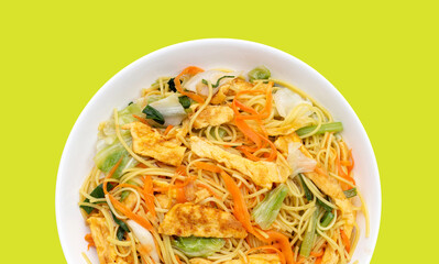 Chinese-styled fried noodle. Asian cuisine