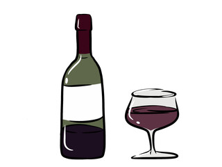 wine bottle and glass
