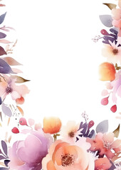 vector hand drawn white pink purple floral wedding invitation card template