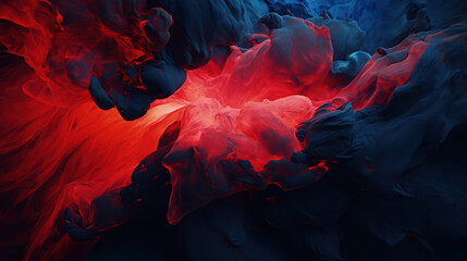 Close up red and blue lava and obsidian
